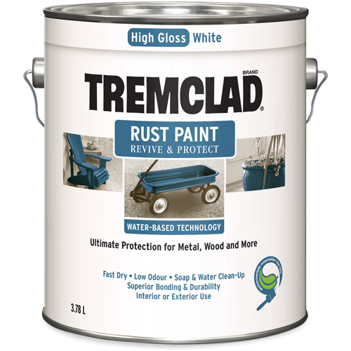 Tremclad&reg; Water-Based Rust Paint, 3.78 L, Gallon, White GTA Hardware Inc