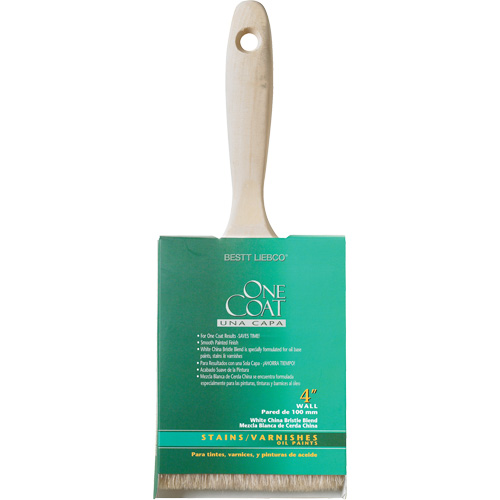 Pinceau pour murs et moulures One Coat, Soie blanche, Manche Bois, Largeur de 4" GTA Hardware Inc