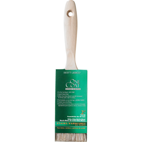 Pinceau pour murs et moulures One Coat, Soie blanche, Manche Bois, Largeur de 2" GTA Hardware Inc