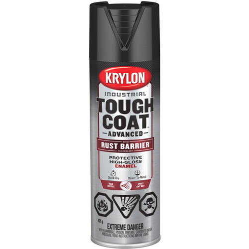 Tough Coat&reg; Advanced Paint with Rust Barrier Technology, Black, High-Gloss, 425 g, Aerosol Can GTA Hardware Inc