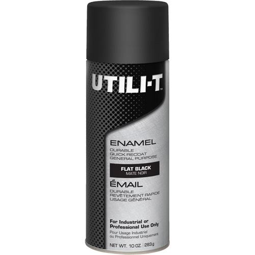UTILI-T General Purpose Enamel Spray Paint, Black, Flat Finish, 10 oz./283 g, Aerosol Can GTA Hardware Inc