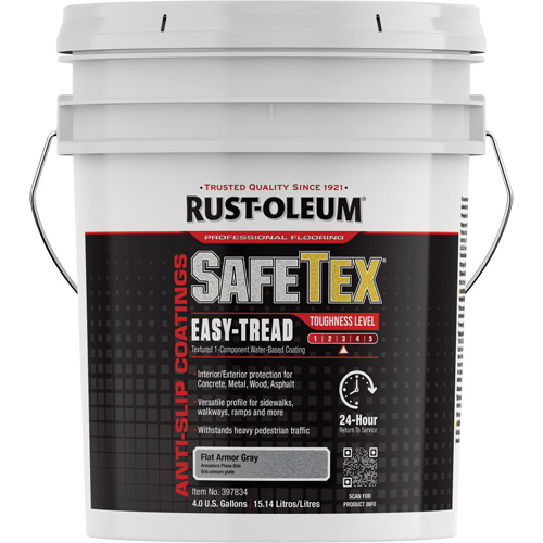 SafeTex&reg; Easy-Tread Acrylic Coating, 4 gal., Water-Based, Flat Finish/Textured, Grey GTA Hardware Inc