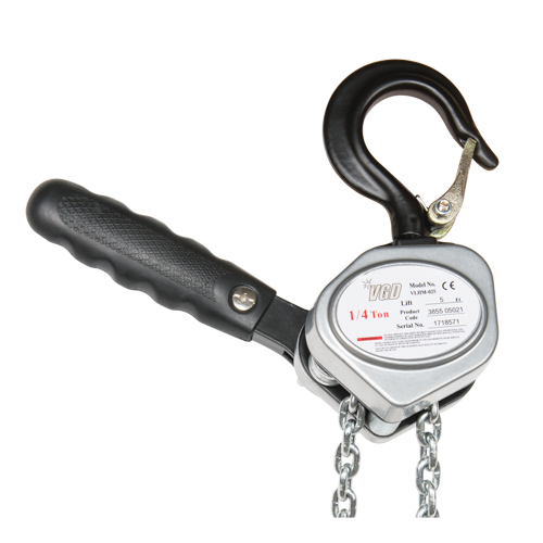 Mini Lever Hoist, 5' Lift, 1100 lbs. (0.55 tons) Capacity, Zinc Plated Chain GTA Hardware Inc