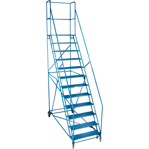 CSA-Certified Rolling Step Ladder with Locking Step, 12 Steps, 30" Step Width, 109" Platform Height, Steel GTA Hardware Inc