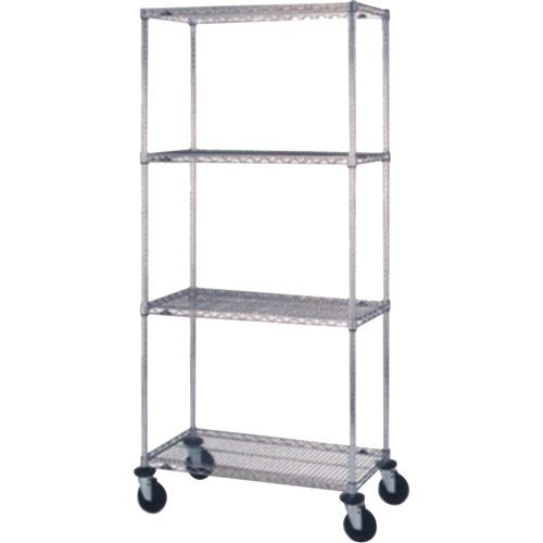 Wire Shelf Cart, Chrome Plated, 18" x 69" x 36", 800 lbs. Capacity GTA Hardware Inc