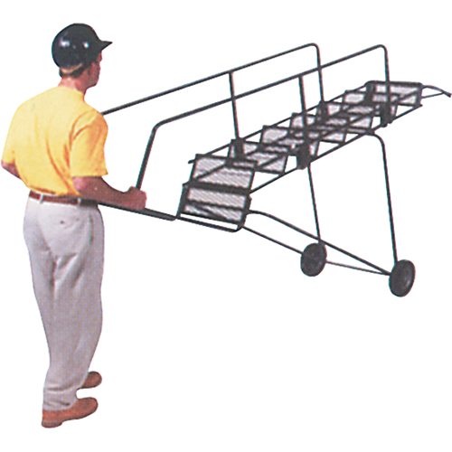 Fold-N-Store Rolling Ladders, 6 Steps, Perforated, 60" High GTA Hardware Inc