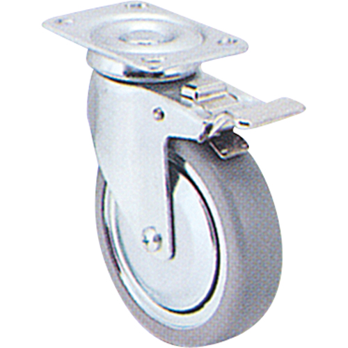Zinc Plated Caster, Swivel with Brake, 3" (76 mm), Polyolefin, 180 lbs. (82 kg.) GTA Hardware Inc