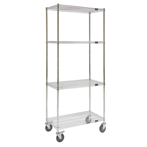 Wire Shelf Cart, Chrome Plated, 36" x 80" x 18", 800 lbs. Capacity GTA Hardware Inc