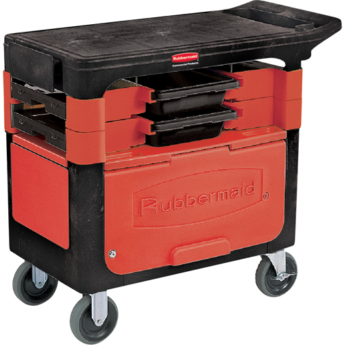 Chariots de travail Trades a/compartiment, 2 tiroirs, 38" lo x 19-1/4" la x 33-3/8" h, Noir GTA Hardware Inc