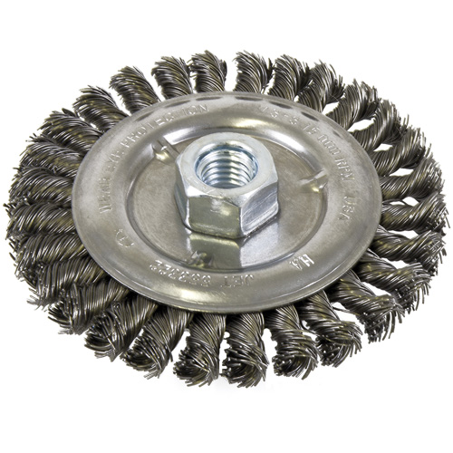 Standard Face Knot Wire Wheel Threaded, 5" Dia., 0.022" Fill, 5/8"-11 Arbor, Steel GTA Hardware Inc
