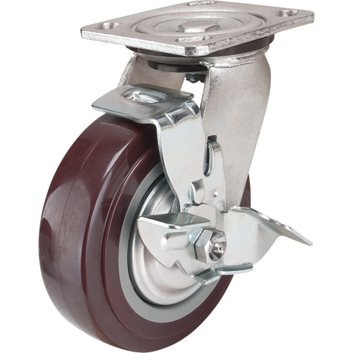 Roulette, Pivotant avec frein, 6" (152,4 mm), Polyur&eacute;thane, 850 lb (385 kg) GTA Hardware Inc