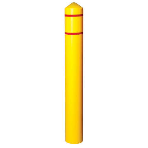 Smooth Bollard Cover With Reflective Stripes, 6" Dia. x 56" L, Yellow GTA Hardware Inc