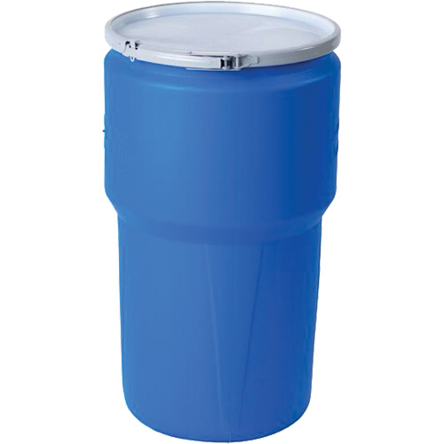 Baril emboîtable en poly&eacute;thyl&egrave;ne, 14 gal. US (11,7 gal. imp.), Dessus ouvert, Bleu GTA Hardware Inc