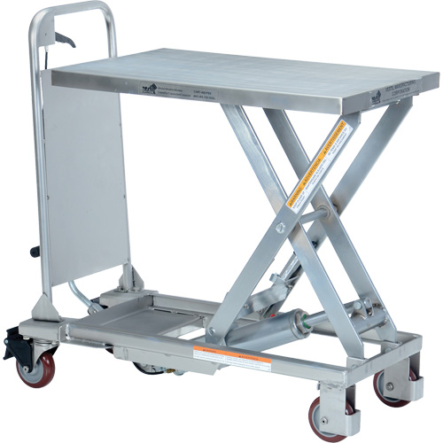 Manual Hydraulic Scissor Lift Table, 27-1/2" L x 17-5/8" W, Partial Stainless Steel, 400 lbs. Capacity GTA Hardware Inc