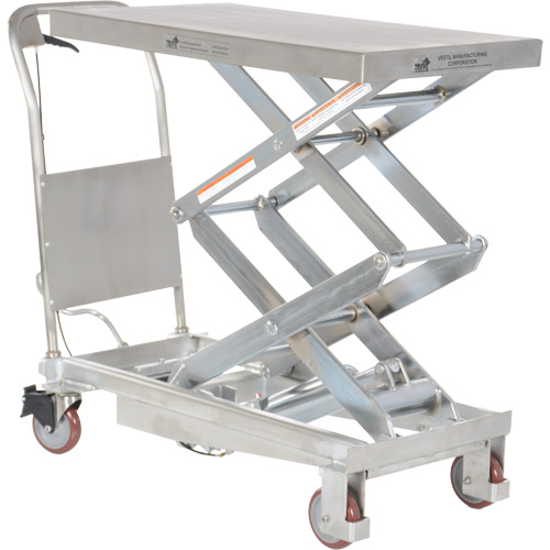 Manual Hydraulic Scissor Lift Table, 35-1/2" L x 20" W, Partial Stainless Steel, 800 lbs. Capacity GTA Hardware Inc