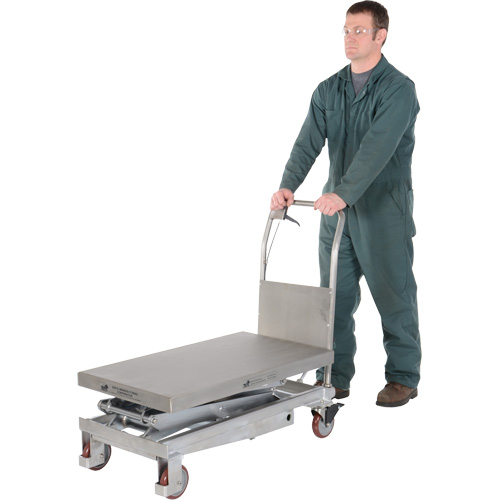 Manual Hydraulic Scissor Lift Table, 35-1/2" L x 20" W, Partial Stainless Steel, 800 lbs. Capacity GTA Hardware Inc