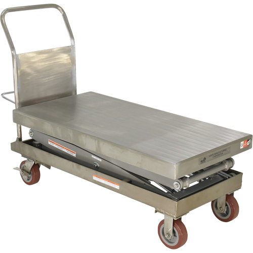 Manual Hydraulic Scissor Lift Table, 47-1/2" L x 24" W, Partial Stainless Steel, 1500 lbs. Capacity GTA Hardware Inc