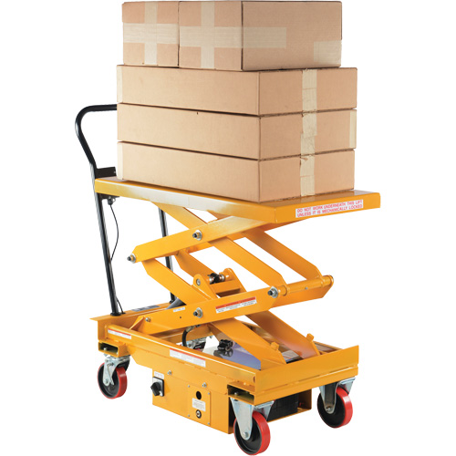 DC Powered Hydraulic Scissor Lift Elevating Cart, Steel, 39-3/4" L x 20-1/2" W, 1000 lbs. Capacity GTA Hardware Inc