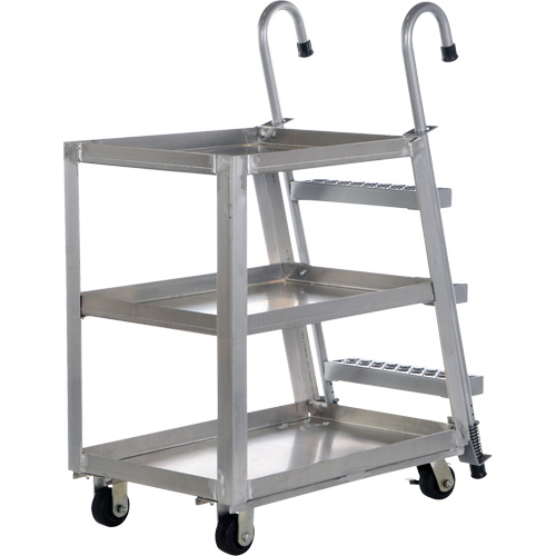 Stockpicker Truck, Aluminum, 21-7/8" W x 40" D, 3 Shelves, 660 lbs. Capacity GTA Hardware Inc