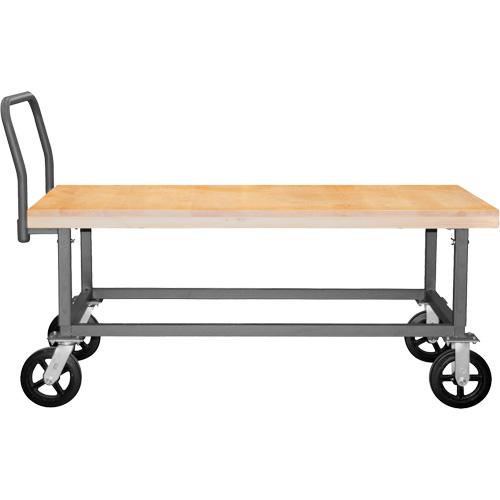 Chariot &agrave; plateforme ajustable en bois, 48" lo x 24" la, Capacit&eacute; de 1800 lb, Roues en Caoutchouc moul&eacute; GTA Hardware Inc