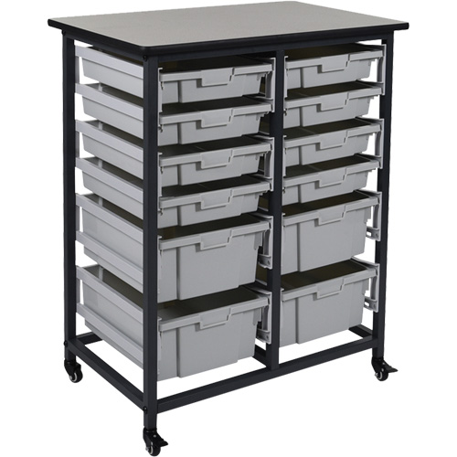 Rangement mobile pour bacs, &agrave; un c&ocirc;t&eacute;, 12 bacs, 30-3/4" la x 20" p x 37-1/2" h GTA Hardware Inc
