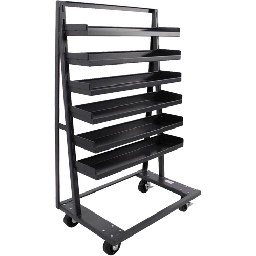 Chariot &agrave; cadre en A robuste &agrave; un c&ocirc;t&eacute; avec 6 plateaux &agrave; rebords, 38" x 25" x 63", Capacit&eacute; 2500 lb GTA Hardware Inc