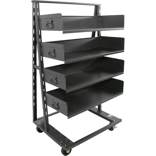 Chariot &agrave; cadre en A robuste &agrave; un c&ocirc;t&eacute; avec 4 grands plateaux, 38" x 25" x 63", Capacit&eacute; 2500 lb GTA Hardware Inc