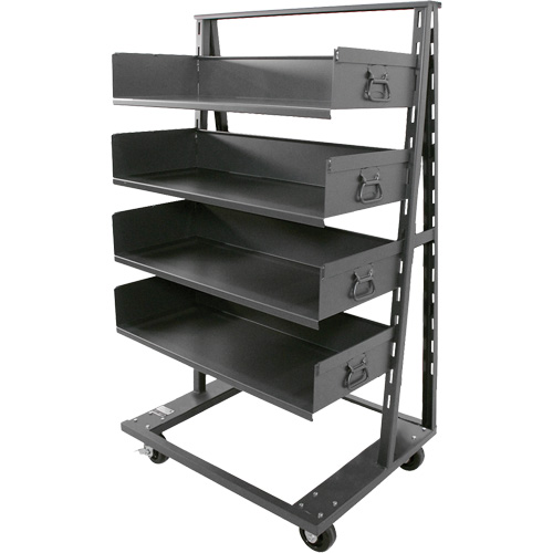 Chariot &agrave; cadre en A robuste &agrave; un c&ocirc;t&eacute; avec 4 grands plateaux, 38" x 25" x 63", Capacit&eacute; 2500 lb GTA Hardware Inc