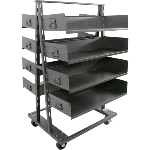 Double-Sided Heavy Duty A-Frame Cart with 8 Large Trays, 38" x 30" x 63", 2500 lbs. Capacity GTA Hardware Inc