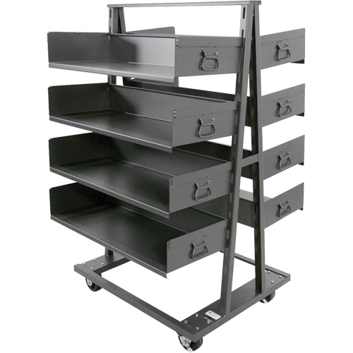 Double-Sided Heavy Duty A-Frame Cart with 8 Large Trays, 38" x 30" x 63", 2500 lbs. Capacity GTA Hardware Inc