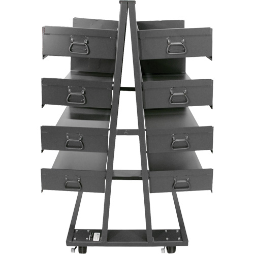 Double-Sided Heavy Duty A-Frame Cart with 8 Large Trays, 38" x 30" x 63", 2500 lbs. Capacity GTA Hardware Inc