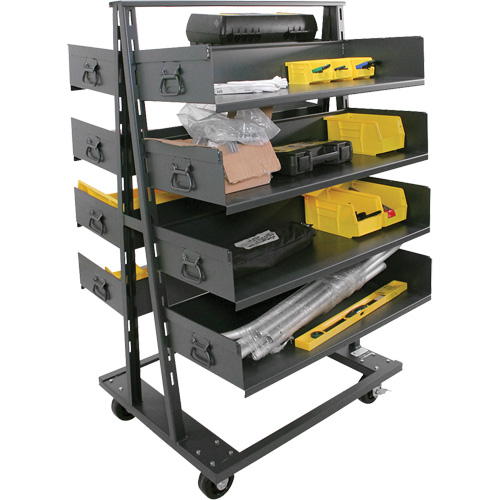 Double-Sided Heavy Duty A-Frame Cart with 8 Large Trays, 38" x 30" x 63", 2500 lbs. Capacity GTA Hardware Inc