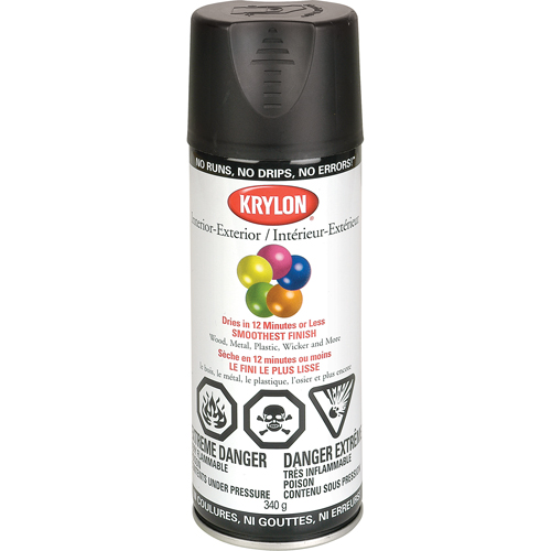 Laque industrielle Acryli-Quik, Noir, Semi-mat, 12 oz, Canette a&eacute;rosol GTA Hardware Inc