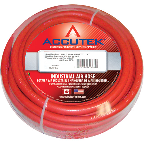 Red EPDM Industrial Air Hose Assembly, Air, Rubber, 1/2" dia. x 50', 200 psi, 1/2 NPT GTA Hardware Inc