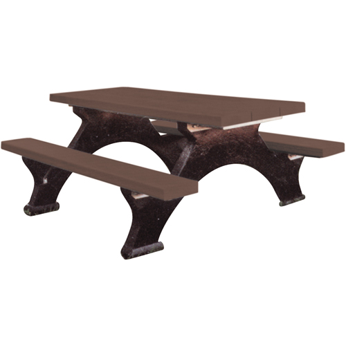 Tables de pique-nique en plastique recycl&eacute;, 8' lo x 62-1/4" la, Brun GTA Hardware Inc