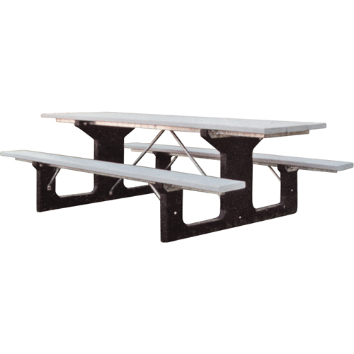 Tables de pique-nique en plastique recycl&eacute;, 6' lo x 61-1/2" la, Gris GTA Hardware Inc