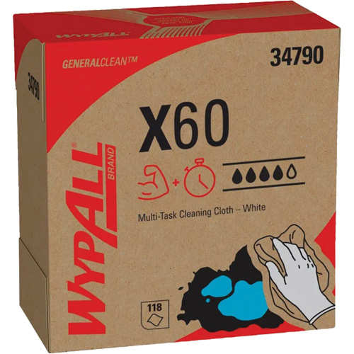 WypAll&reg; X60 Wipers, All-Purpose, 16-3/4" L x 8-3/8" W GTA Hardware Inc