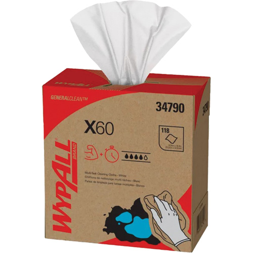 WypAll&reg; X60 Wipers, All-Purpose, 16-3/4" L x 8-3/8" W GTA Hardware Inc