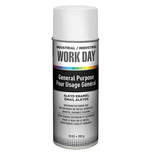 Peinture industrielle Work Day, Blanc, Brillant, 10 oz, Canette a&eacute;rosol GTA Hardware Inc