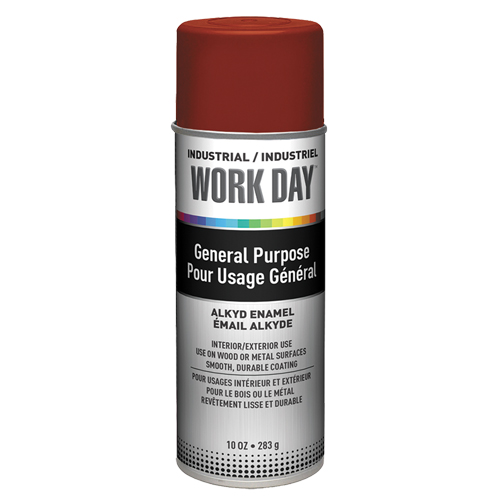 Peinture industrielle Work Day, Rouge, Tr&egrave;s mat, 10 oz, Canette a&eacute;rosol GTA Hardware Inc