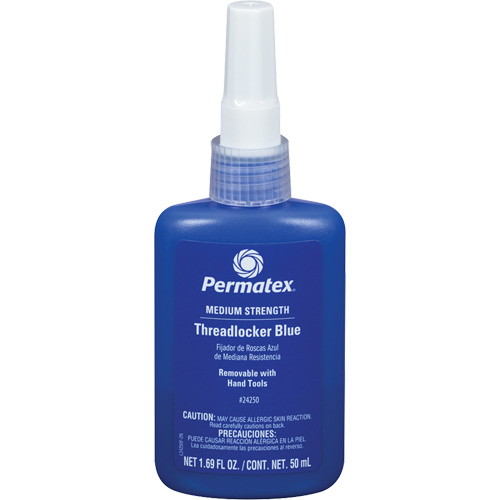 Adh&eacute;sif frein-filet &agrave; adh&eacute;rence amovible, Bleu, Moyen, 50 ml, Bouteille GTA Hardware Inc
