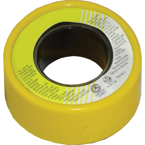 Ruban scellant pour filets au pas du gaz avec PTFE, 236" lo x 1/2" la, Jaune GTA Hardware Inc
