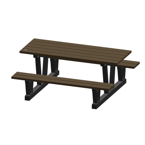 Recycled Plastic Outdoor Picnic Tables, 72" L x 60-5/16" W, Walnut GTA Hardware Inc