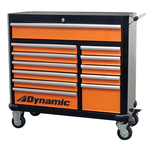 Armoire &agrave; outils mobile, 12 tiroirs, 42" la x 18" p x 41" h, Noir/Orange GTA Hardware Inc