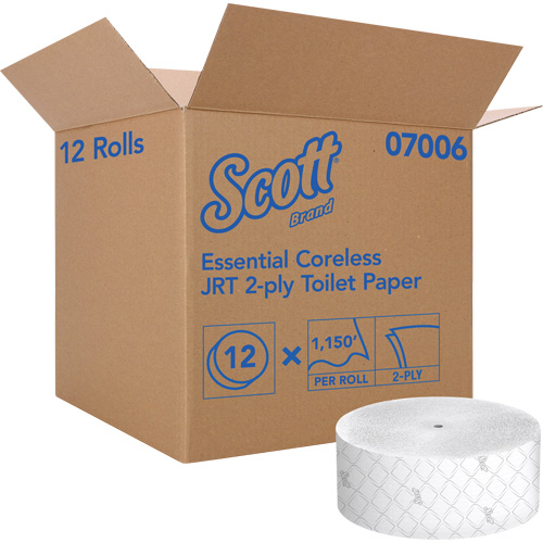 Papier hygi&eacute;nique Scott Essential, Rouleau G&eacute;ant/Sans rouleau central, 2 Pli, Longueur 1150', Blanc GTA Hardware Inc