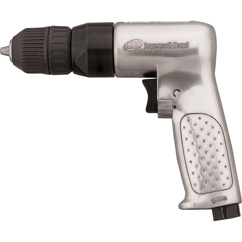 Reversible Air Drill, 4 CFM, 1/4" NPTF, 93 dBA, 3/8" Chuck, Keyless GTA Hardware Inc