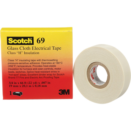 Ruban en tissu de verre Scotch, 19 mm (3/4") la x 20 m (66') lo, 7 mils, Blanc GTA Hardware Inc