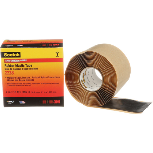 Scotch&reg; Rubber Mastic Tape 2228, 50.8 mm (2") x 3 m (10'), Black GTA Hardware Inc