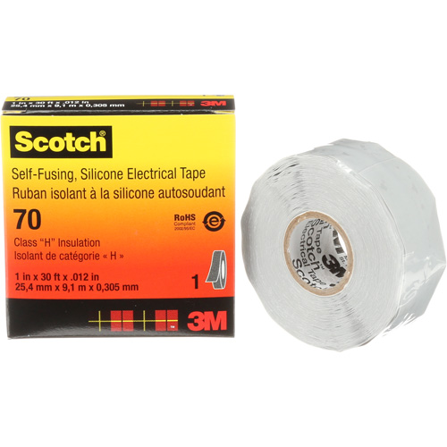Ruban isolant en caoutchouc de silicone autofusionnant Scotch, 25,4 mm (1") x 9 m (30'), Gris, 12 mils GTA Hardware Inc