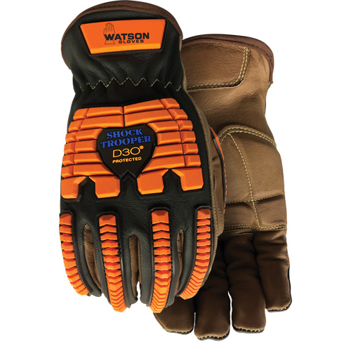 Gants antichocs Drill Sergeant, Grand, Paume en Cuir fleur, Poignet &agrave; enfiler GTA Hardware Inc